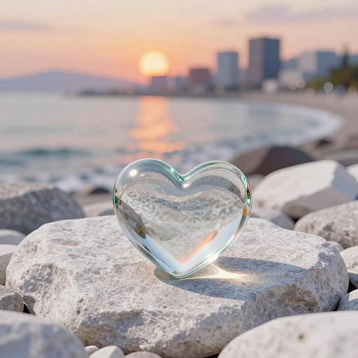 Small Glass Heart on Japanese Coastline