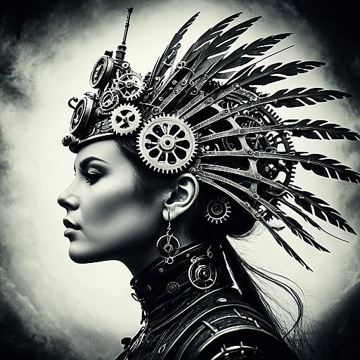 Steampunk Woman with Gear Headpiece Profile