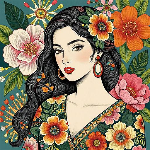 Floral Woman in Vibrant Nature