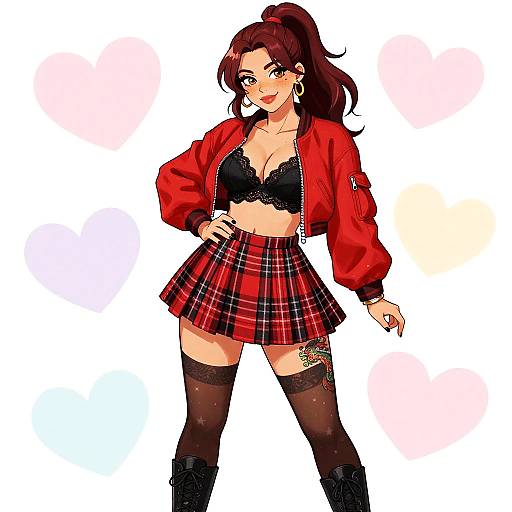 Confident Anime Woman in Stylish Outfit