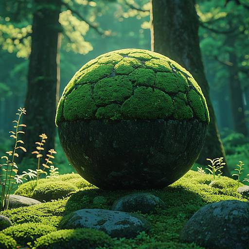 Illuminated Green Magical Sphere Closeup