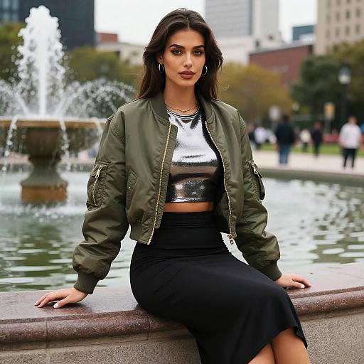 Urban Fashion Woman by Fountain