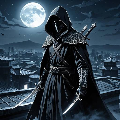 Ghostly Assassin in Moonlit Fog