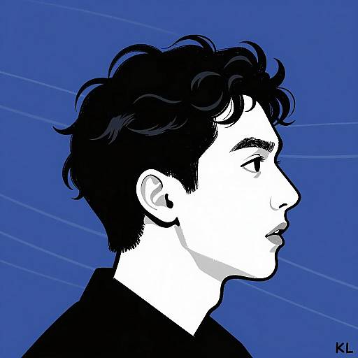 Intense Profile Illustration in Black and White