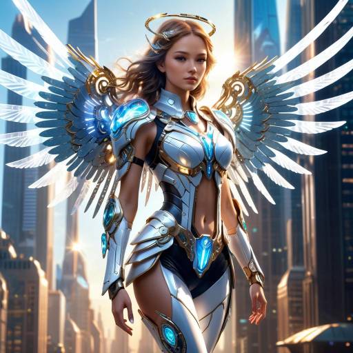 Ethereal Angel in Future Cityscape