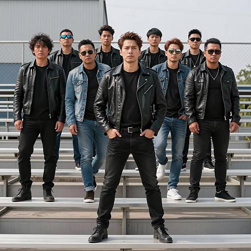 Dynamic Group of Men in Urban Setting