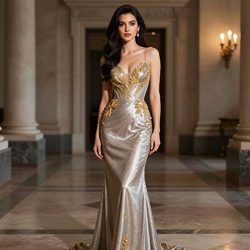 Athena-Inspired Silver and Gold Dress