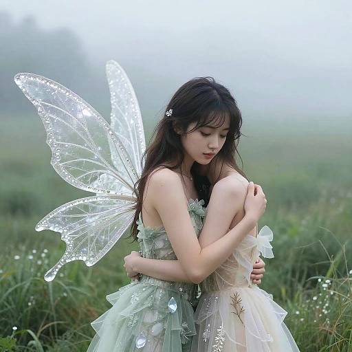 Crystal Fairy Embracing Realistic Girl