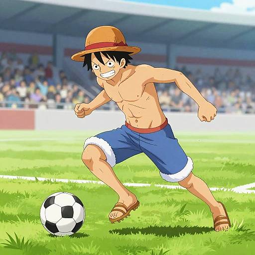 Luffy Soccer Dribble Action Shot