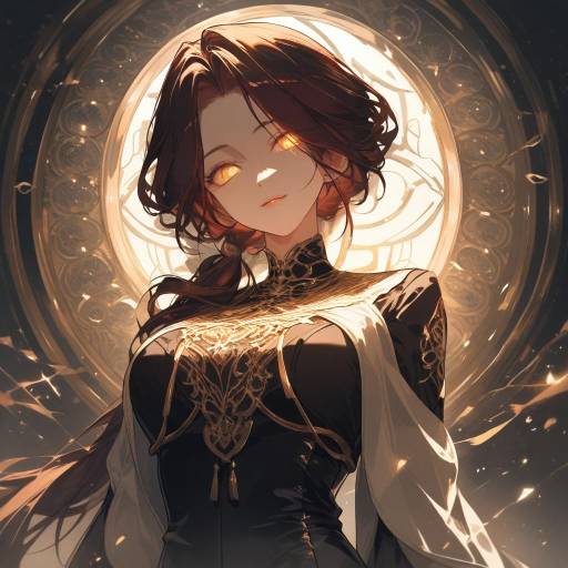 Elegant Anime Figure with Mandala Background