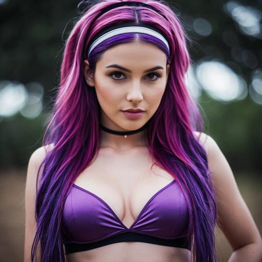 Young Woman with Purple and Pink Hair in Entrapta-Inspired Costume