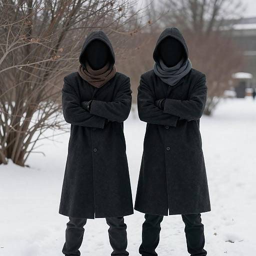 Mysterious Figures in a Snowy Landscape