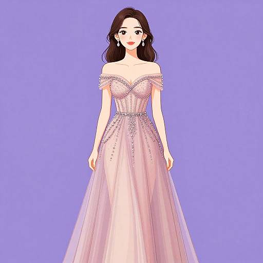 Romantic Glamour Woman in Dusty Rose Dress