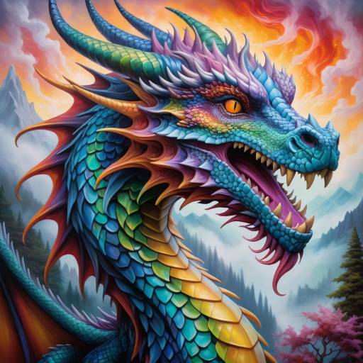 Whimsical Dragon in Ethereal Mist Whimsical Dragon in Ethereal Mist