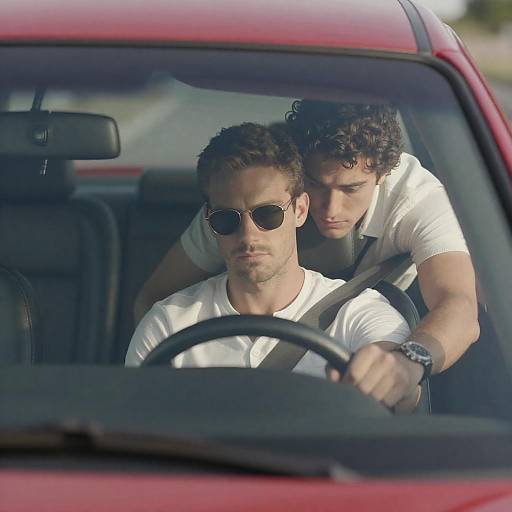 Captivating Moment in a Red Car
