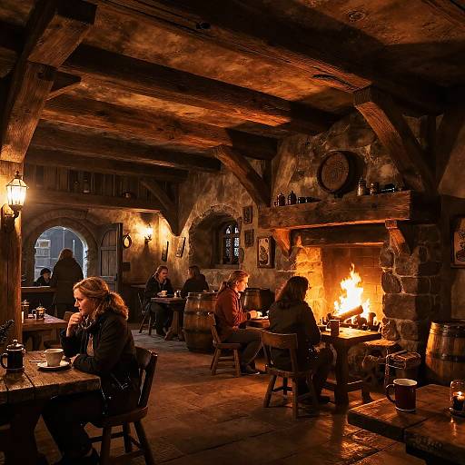 Rustic Medieval Tavern Interior Art