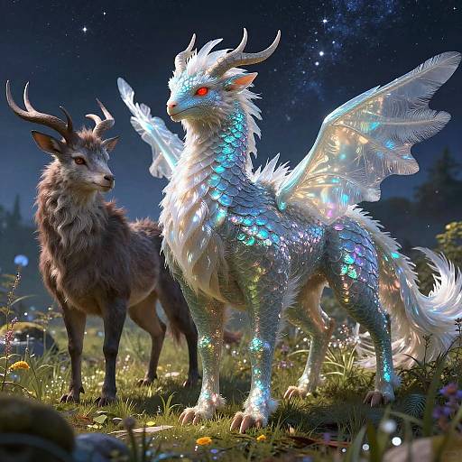 Mythical Wildlife in Enchanted Meadow