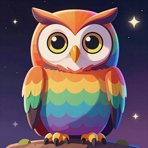 Vibrant Cosmic Owl Illustration