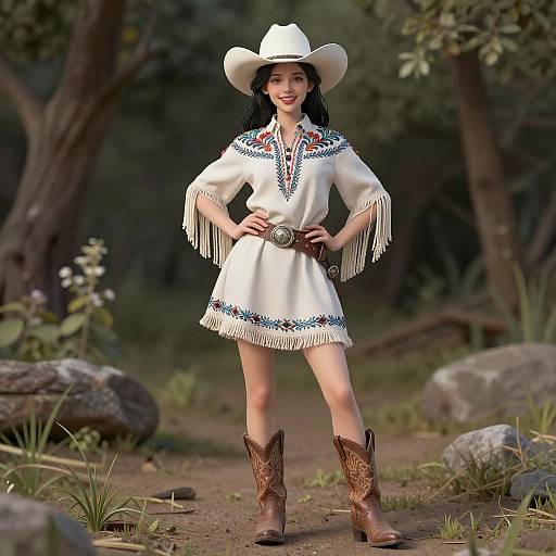Photorealistic Hazel-Eyed White Cowgirl Portrait