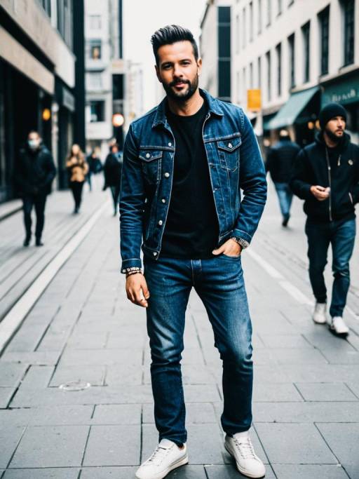 Chic Urban Portrait of Man in Jeans