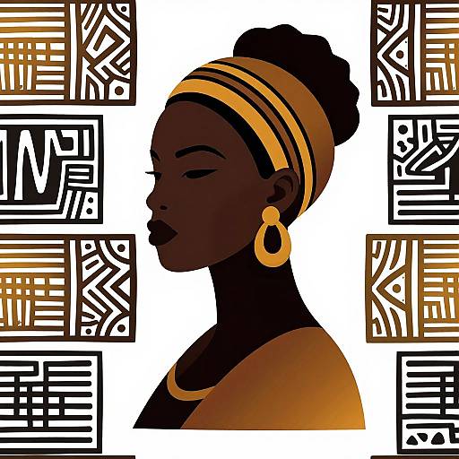 Minimalist African Woman Portrait with Geometric Patterns