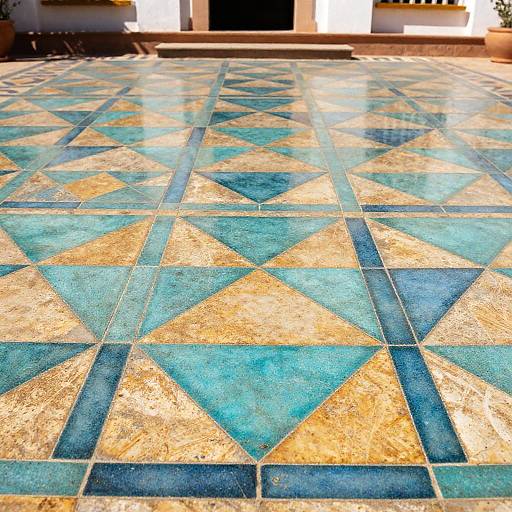 Turquoise Ochre Geometric Ceramic Tiles