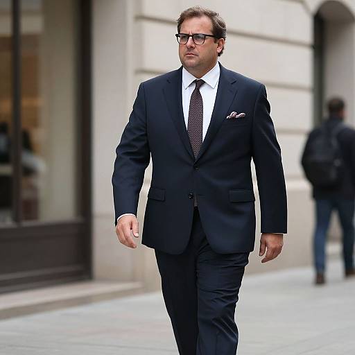 Photograph of a Caucasian man with glasses, short brown hair, and beard, wearing a black suit, white shirt, black tie, and pocket square
