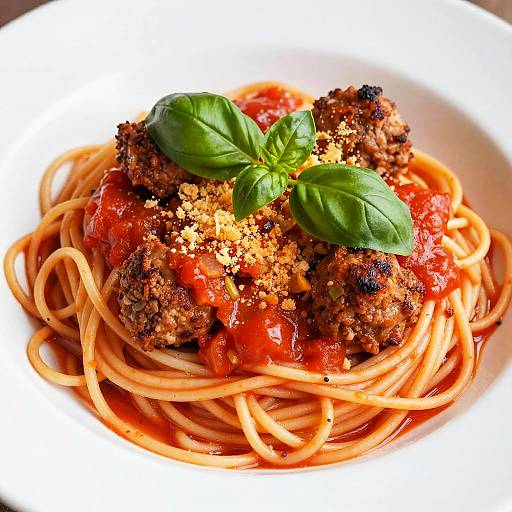 Close-Up Spaghetti with Meatballs