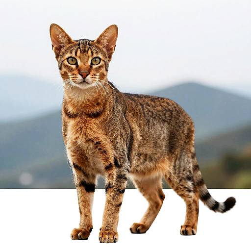Savannah Cat Portrait on Mountain