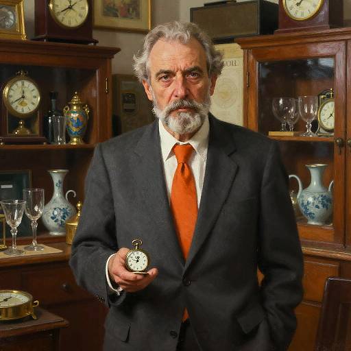 Realistic Portrait of Elderly Man in Antique Shop