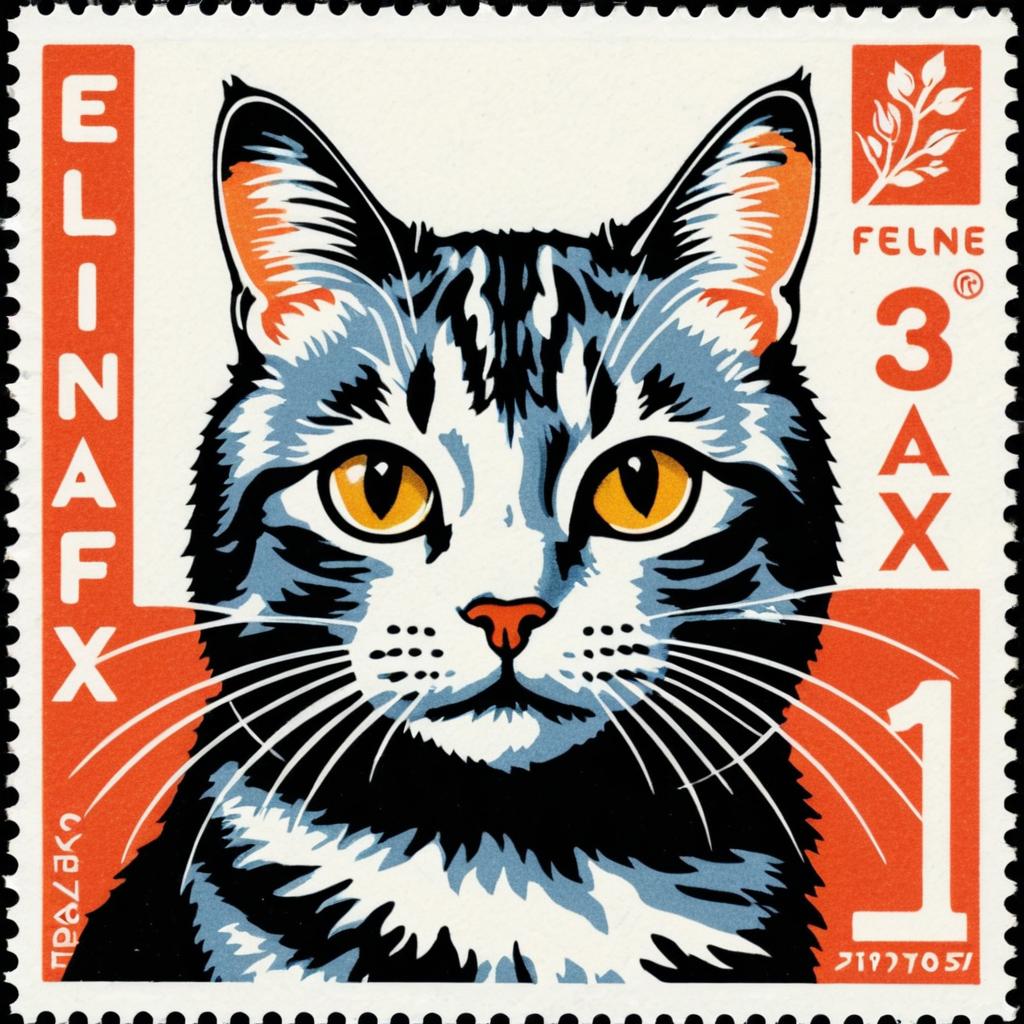 Cheerful Cat Postage Stamp Design