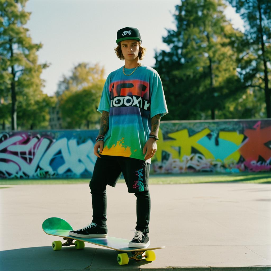 Cinematic Skateboarder in Urban Park