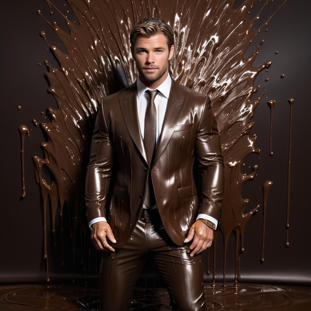 Elegant Portrait of Chris Hemsworth Covered in Chocolate