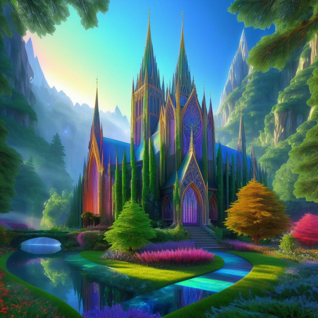 Epic Elven Cathedral in Ethereal Landscape