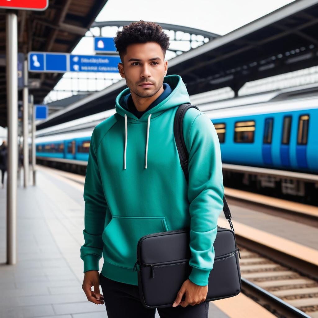 Stylish Commuter at Urban Train Station