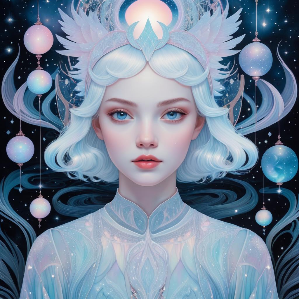 Mystical Girl with Serene Night Beings