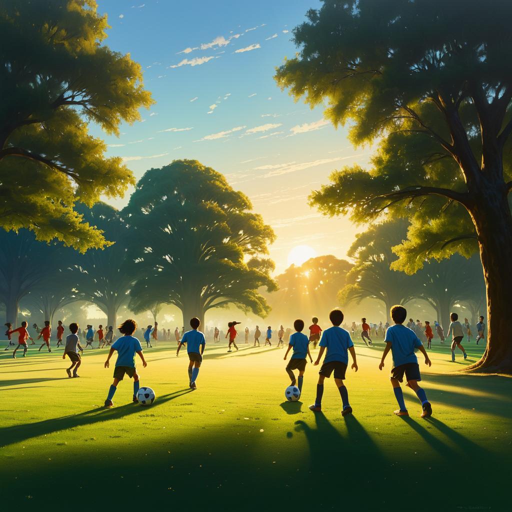 Cinematic Soccer Play in a Park