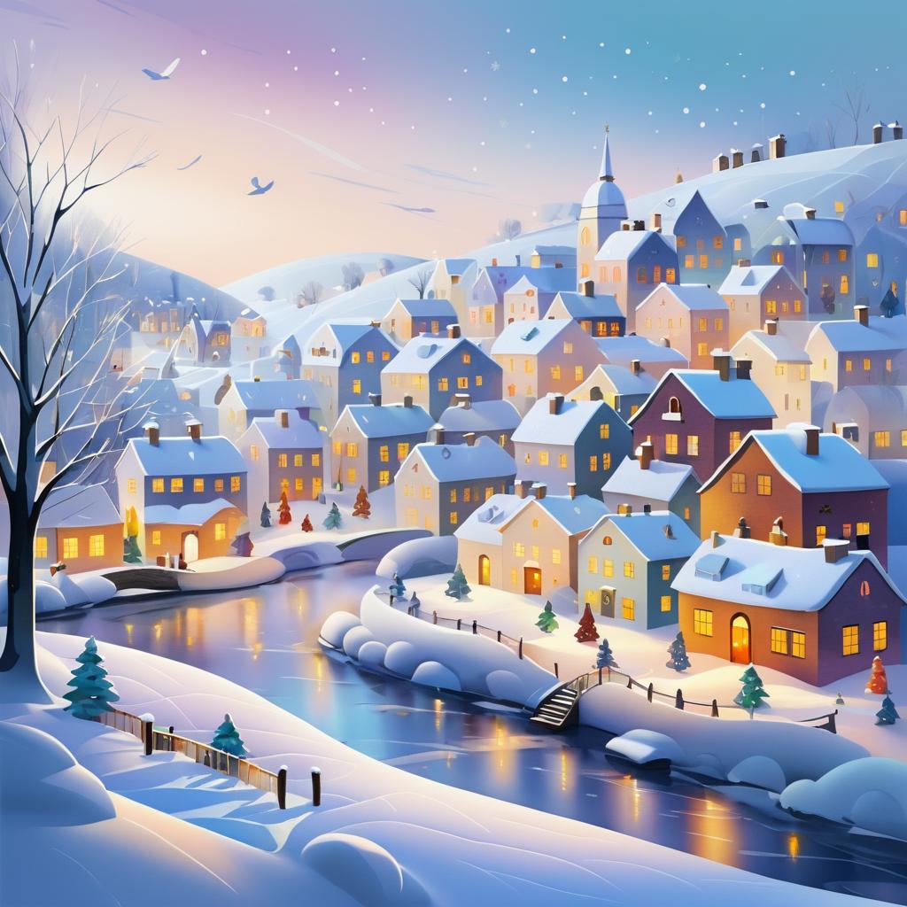 Charming Winter Village Illustration