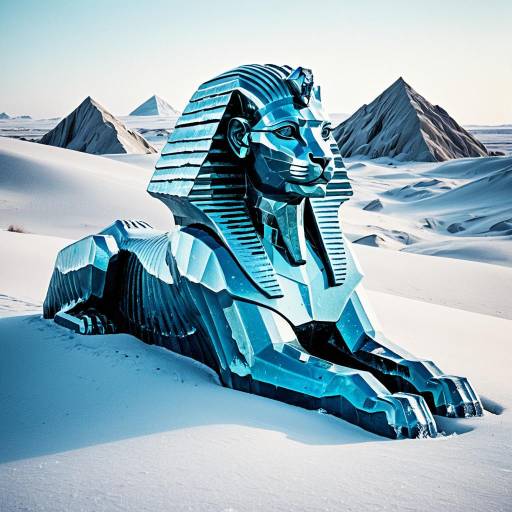 Crystal Ice Sphinx in Icy Desert