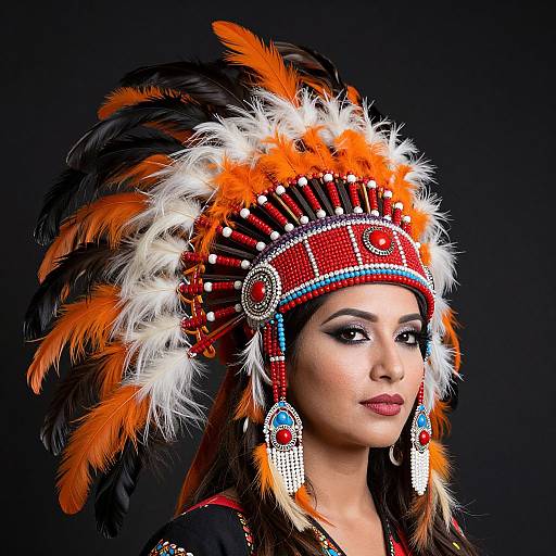 Vibrant Western Indian Feather Headdress