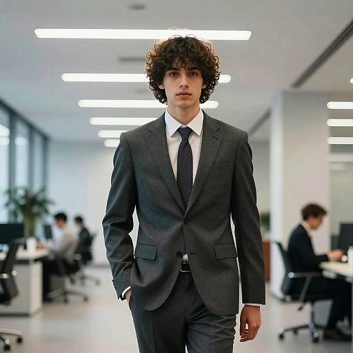 Curly Shag Hairstyle on Professional Man