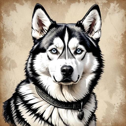 Realistic Monochrome Husky Portrait Art