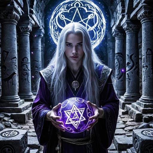 Young Sorcerer with Magical Energy Orb