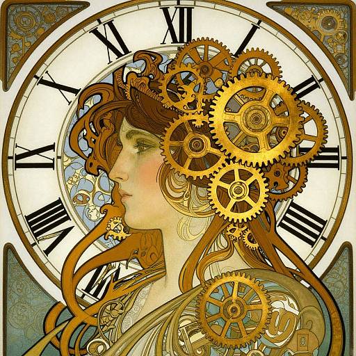Art Nouveau Steampunk Woman Portrait