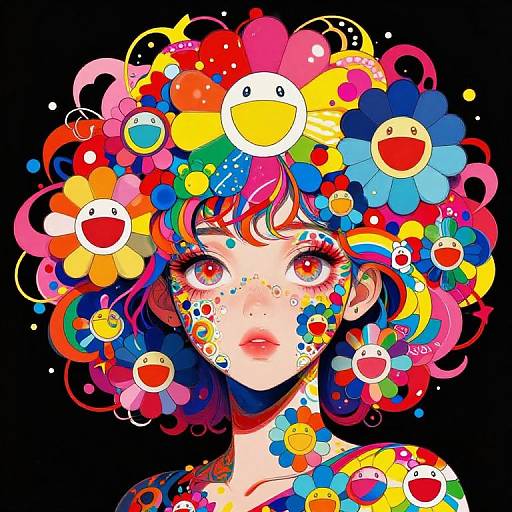 Vibrant Takashi Murakami Style Portrait