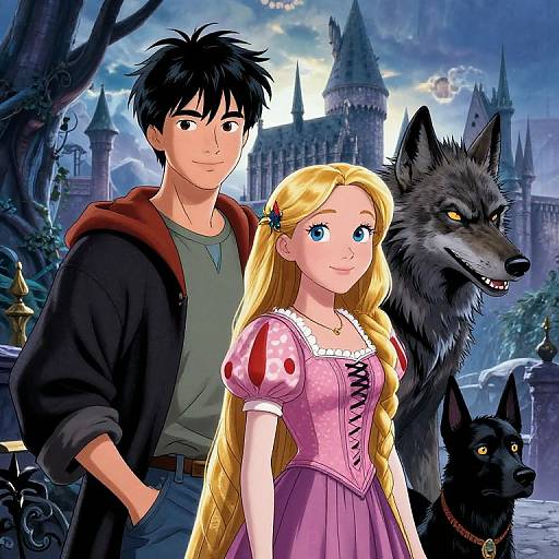 Fantasy Movie Poster with Teens and Creatures