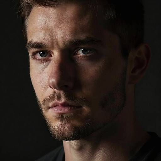 Dramatic Portrait of Young Man in Shadow