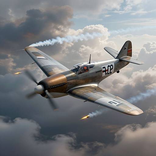 Photograph of a vintage silver WWII-era fighter plane with 