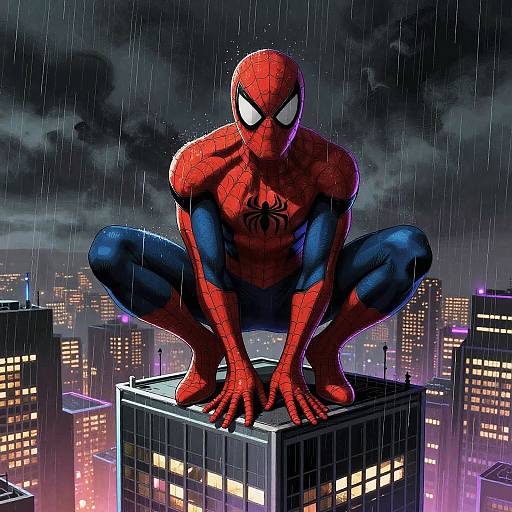 Spider Man Laughs Neon Skyscraper