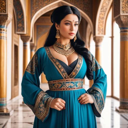 Confident Curvy Woman in Persian Palace
